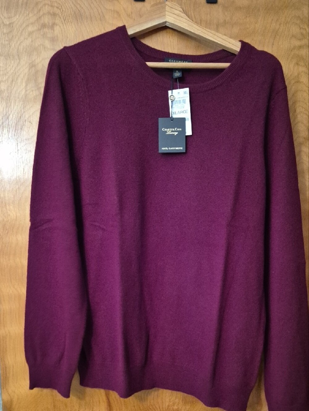 Charter Club Women's Wine Crewneck Cashmere Sweater, Brand New, Never Worn! - Picture 3 of 4